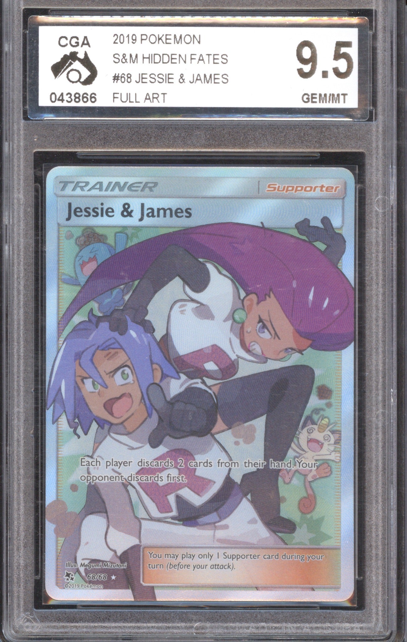 Jessie & James 2019 Pokémon S&M Hidden Fates #68 Full Art CGA 9.5