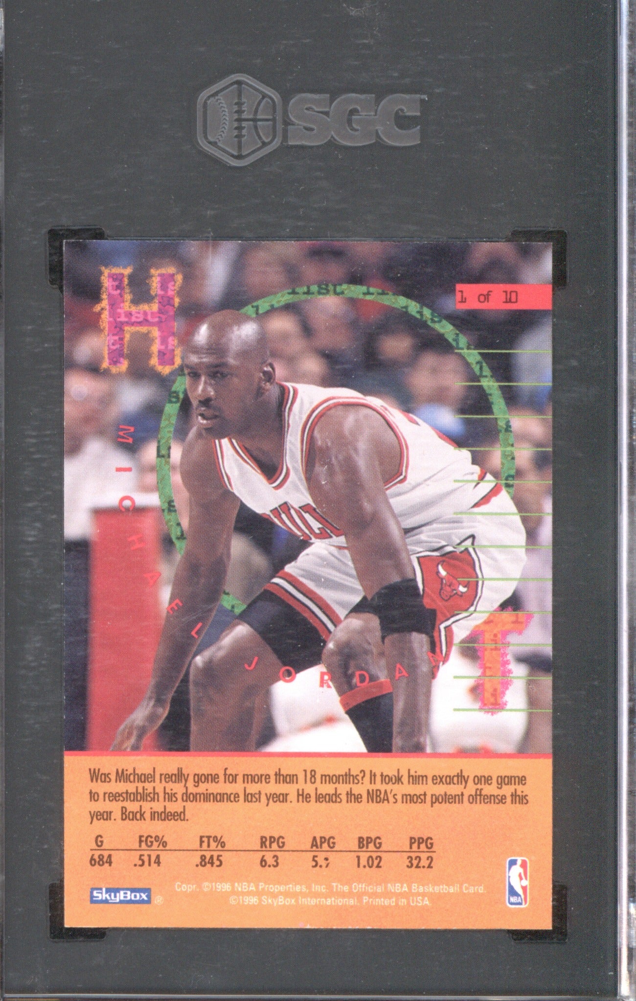 Michael Jordan 1995/96 NBA Hoops 1 Hot List SGC 9