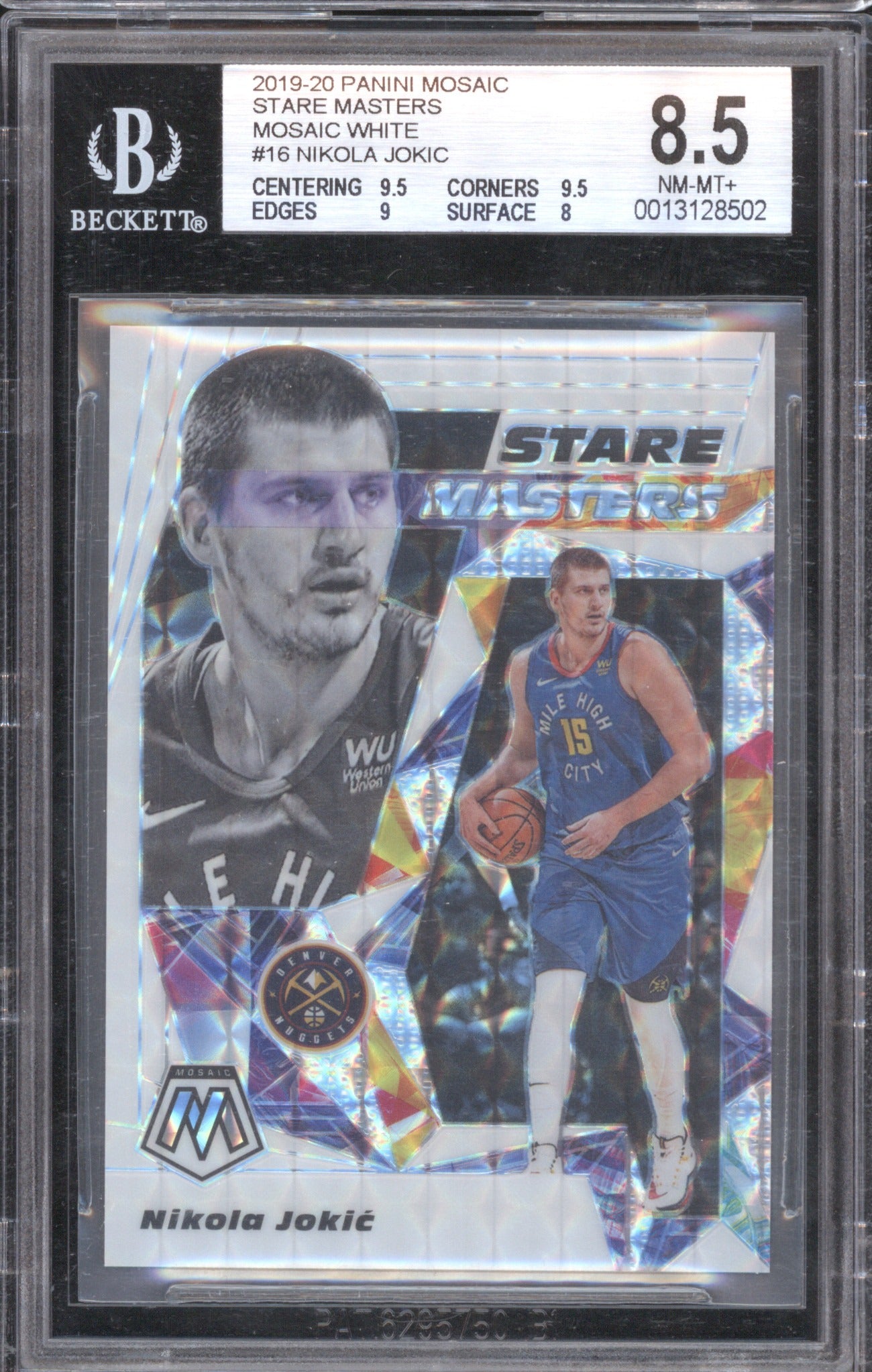Nikola Jokic 2019 Panini Mosaic #16 Stare Masters BGS 8.5 Mosaic White 23/25