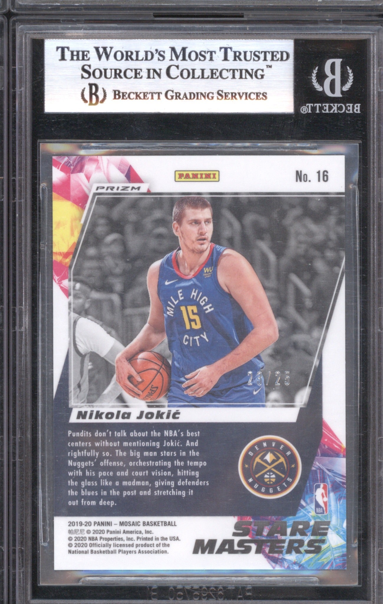 Nikola Jokic 2019 Panini Mosaic #16 Stare Masters BGS 8.5 Mosaic White 23/25