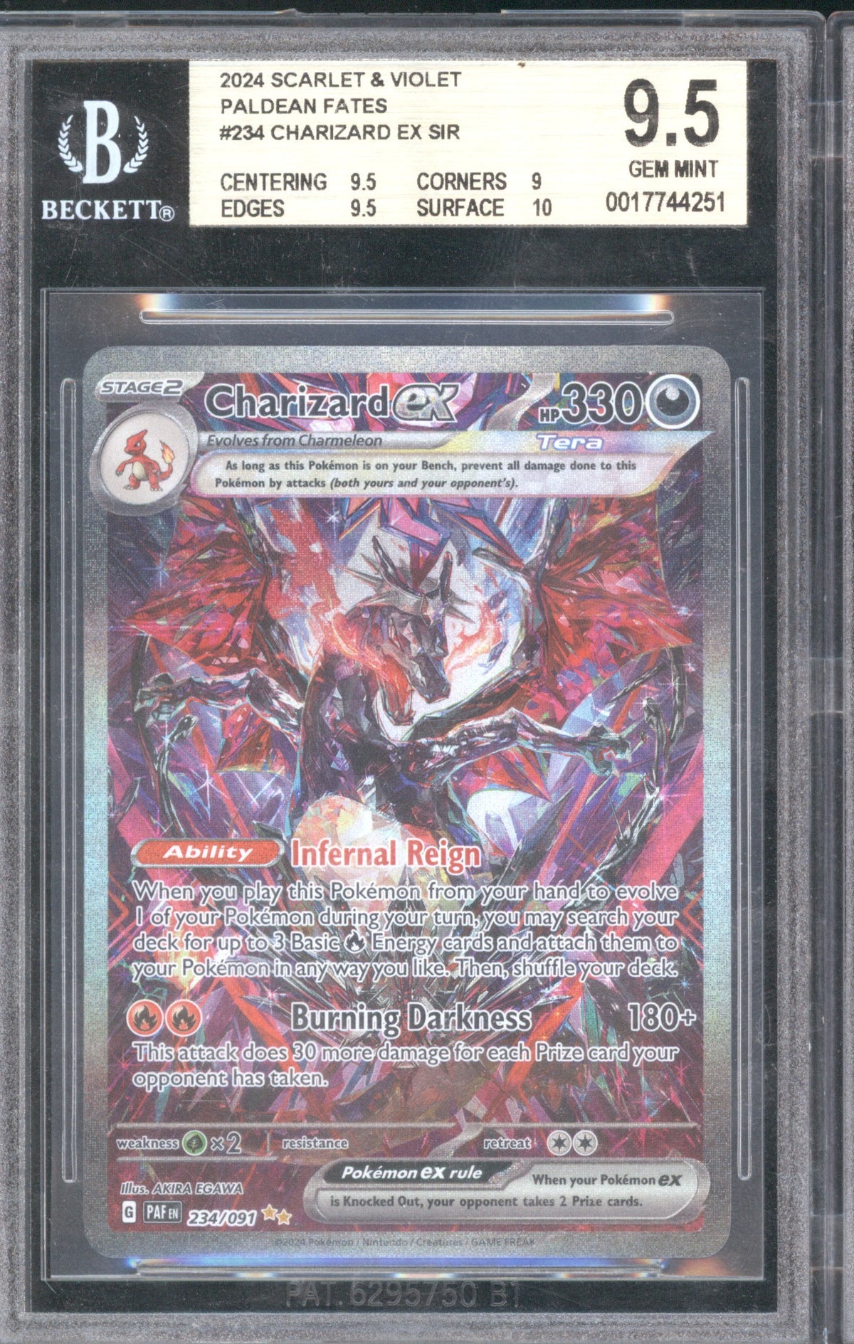 Paldean Fates Charizard ex SIR Pokemon 2024 BGS 9.5 234/091