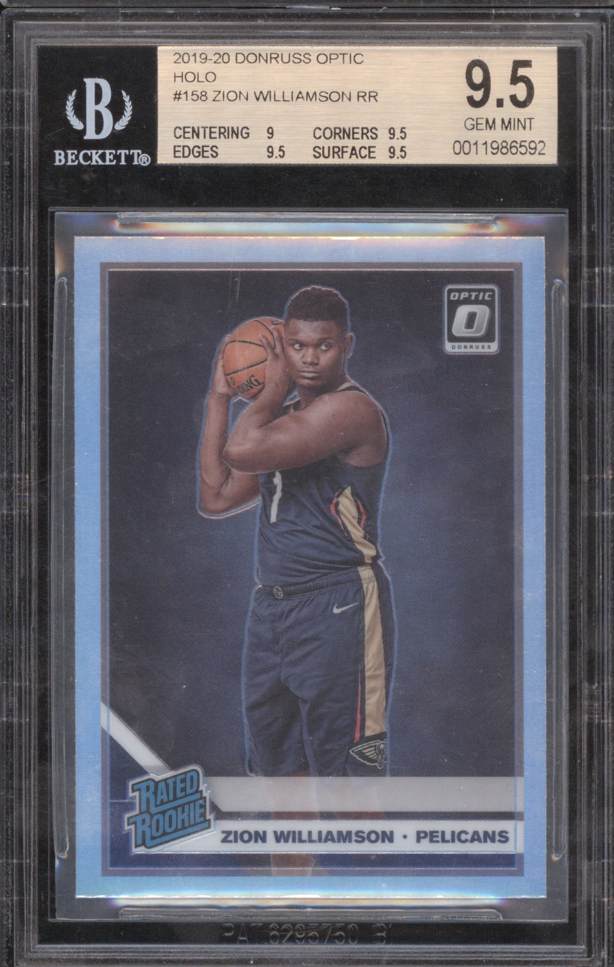 2019 Donruss Optic Zion Williamson Rated Rookie Holo 158 BGS 9.5