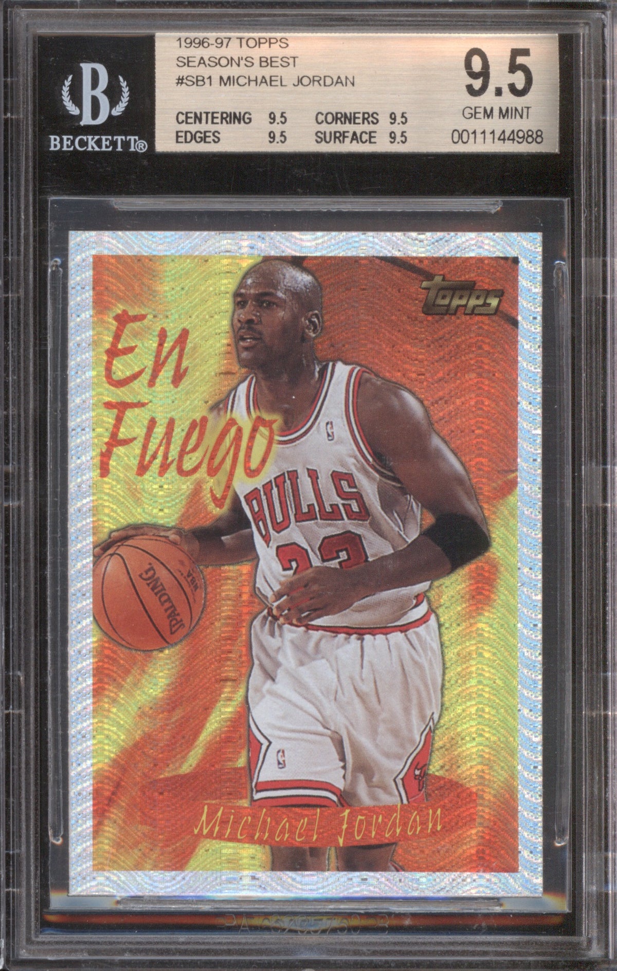 Michael Jordan 1996-97 Topps Season Best SB1 En Fuego BGS 9.5