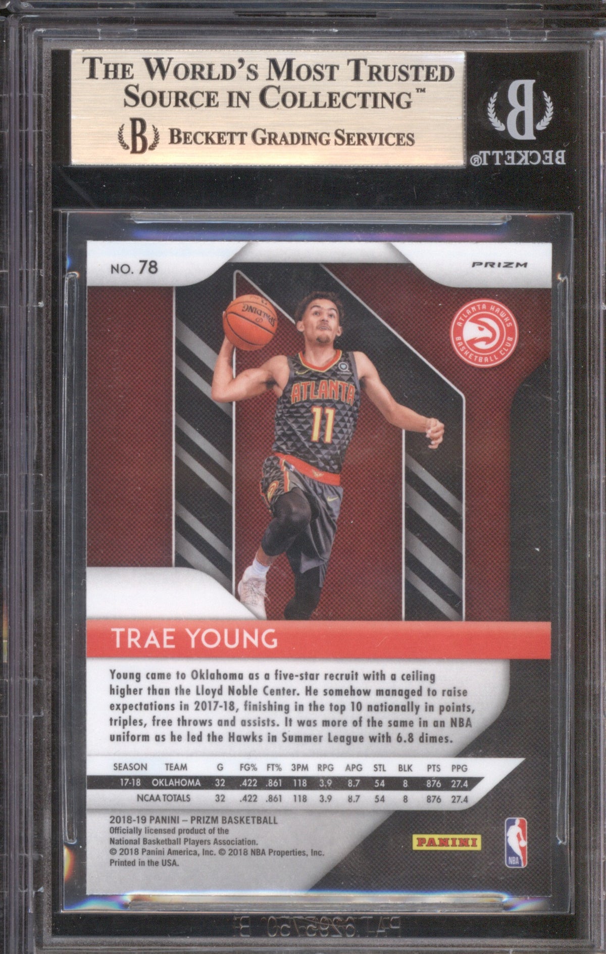 2018 Panini Prizm Trae Young Silver Prizm Rookie 78 BGS 9.5