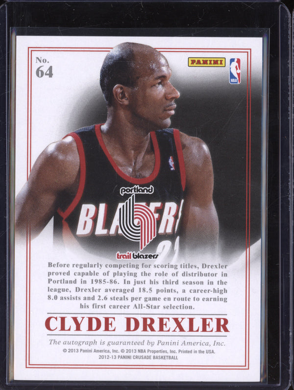 Clyde Drexler 2012-13 Panini Crusade 64 Majestic Auto