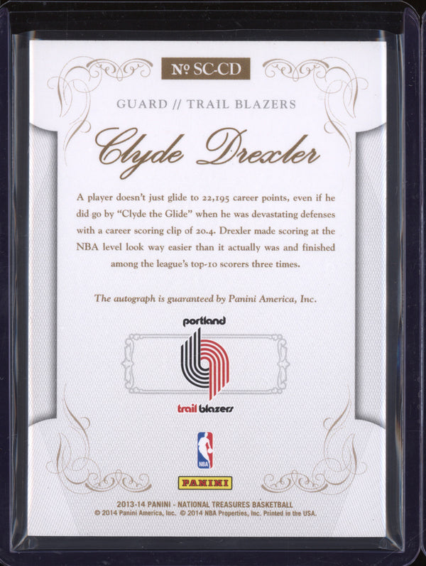 Clyde Drexler 2013-14 Panini National Treasures Scripts Auto Gold Proof 15/25