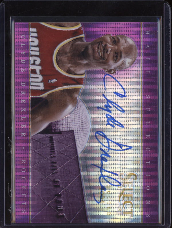 Clyde Drexler 2013-14 Panini Select 11 Hall Selections Purple Auto 23/30