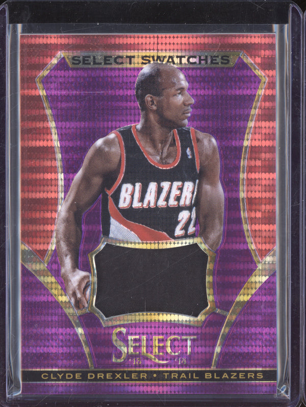 Clyde Drexler 2013-14 Panini Select 24 Select Swatches Purple Jersey 74/99