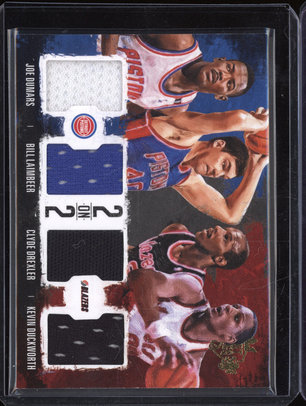 Dumars Laimbeer Clyde Drexler 2014-15 Panini Court Kings 2 on 2 Jersey 57/99