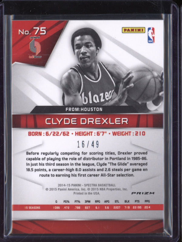 Clyde Drexler 2014-15 Panini Spectra 75 Blue 16/49