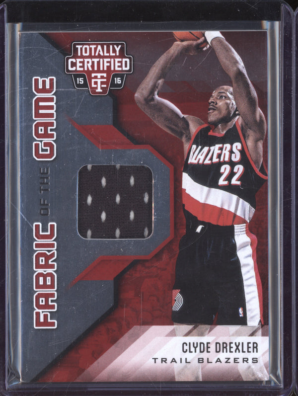 Clyde Drexler 2015-16 Panini Totally Certified Fabric of the Game Jersey 80/99