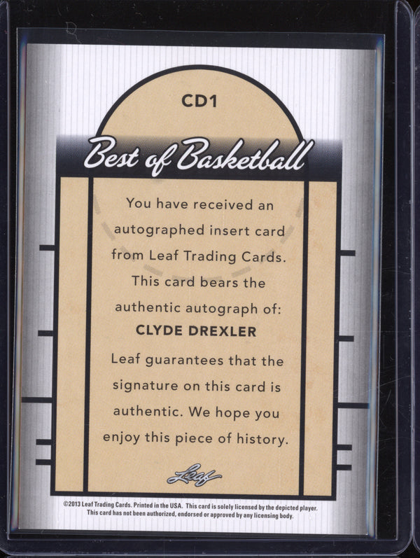 Clyde Drexler 2013 Leaf Best of Basketball CD1 Green Auto 2/25