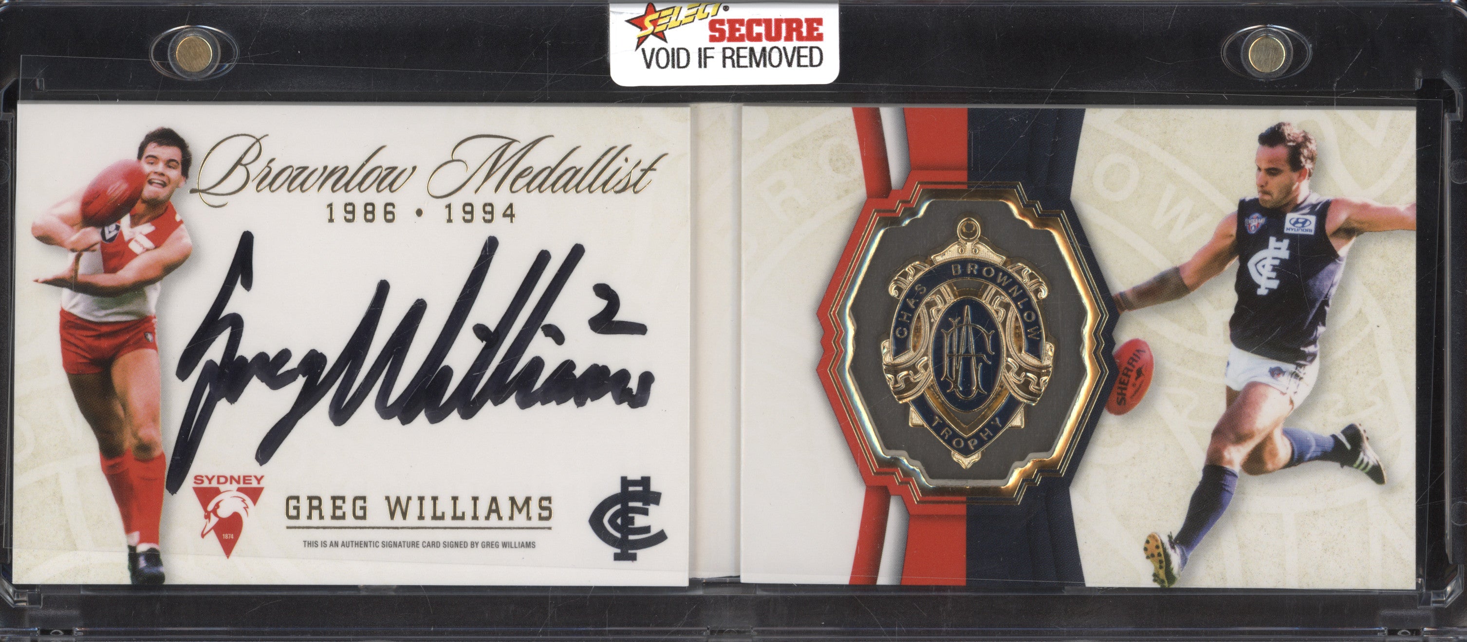 Greg Williams 2024 Select Brownlow Medallist 1986-1994 Booklet Signature 58/150