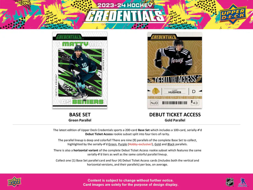 2023-24 Upper Deck Hockey Credentials Hobby Box