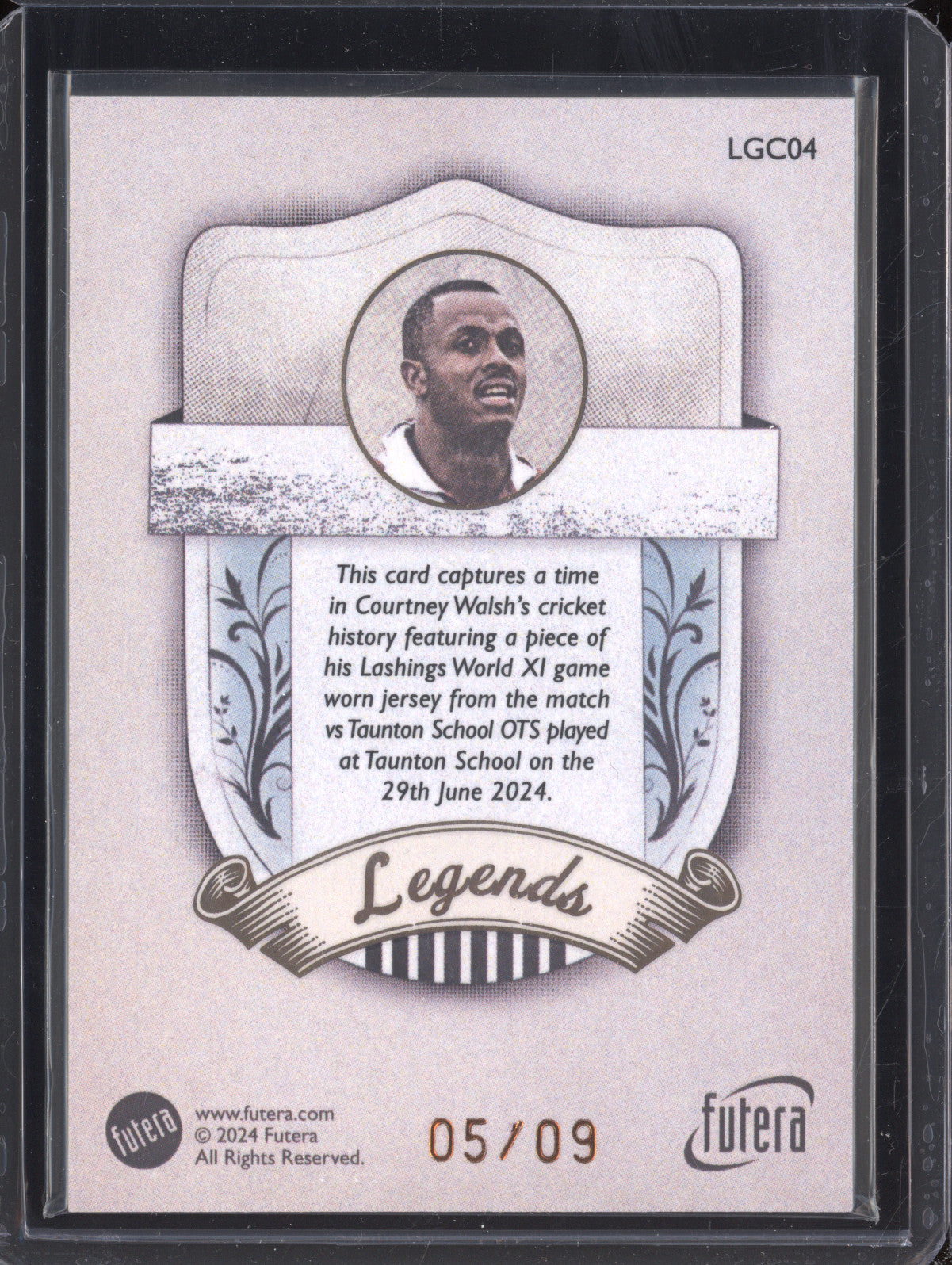 Courtney Walsh 2024 Futera Vintage Cricket LGC04 Legend Memorabilia 5/9
