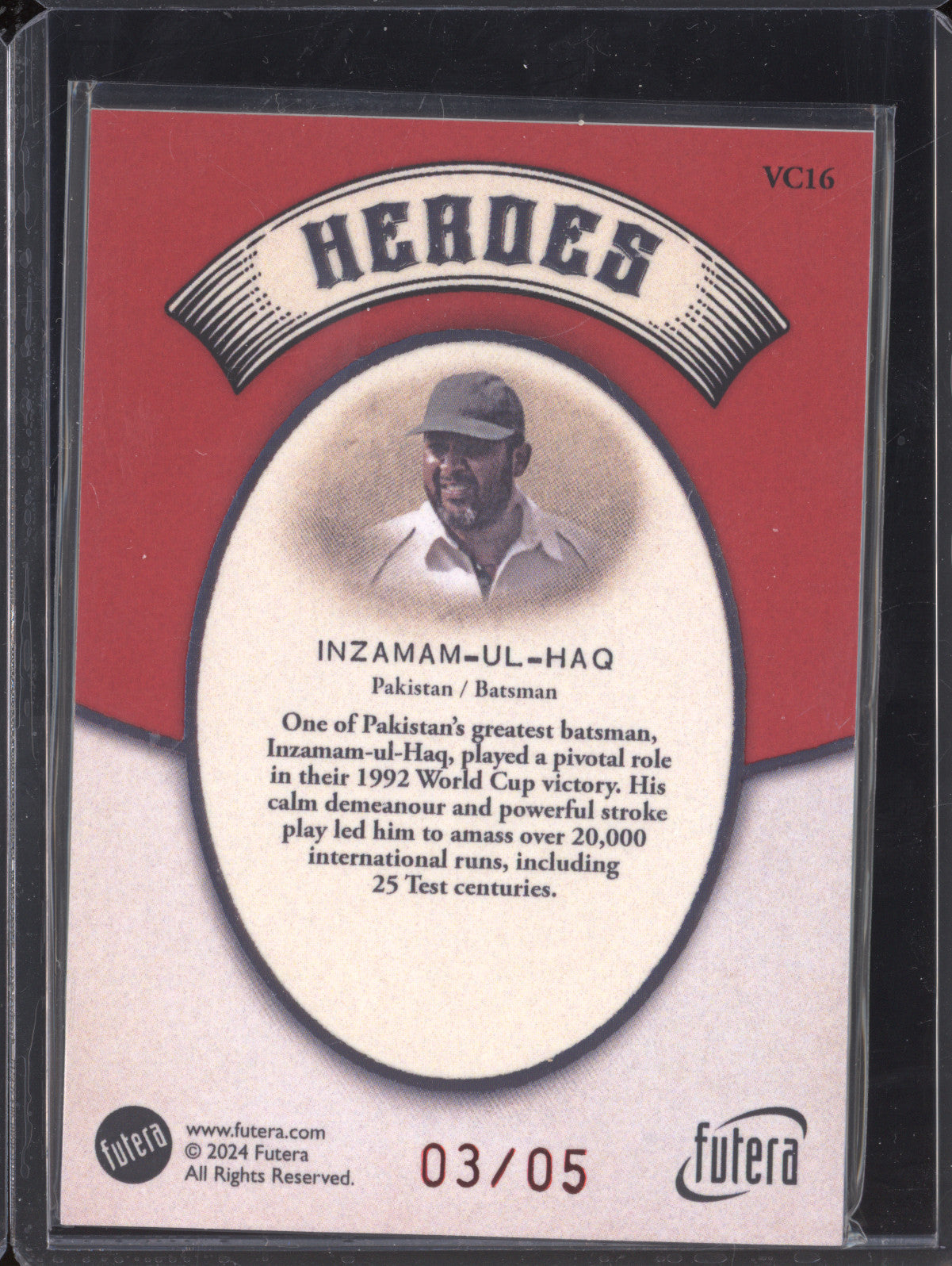 Inzamam-Ul-Haq 2024 Futera Vintage Cricket VC16 Heroes 3/5