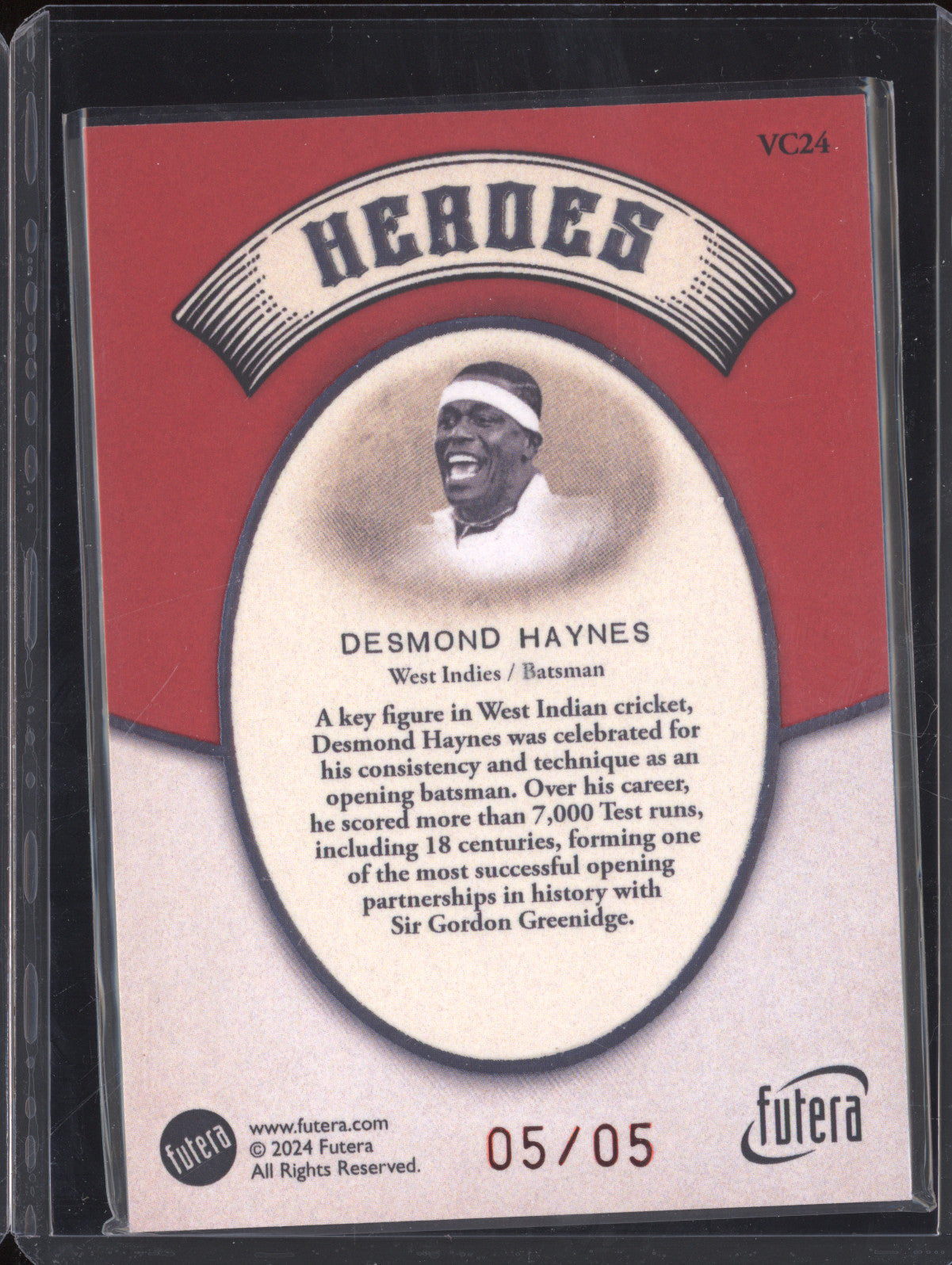 Desmond Haynes 2024 Futera Vintage Cricket VC24 Heroes 5/5
