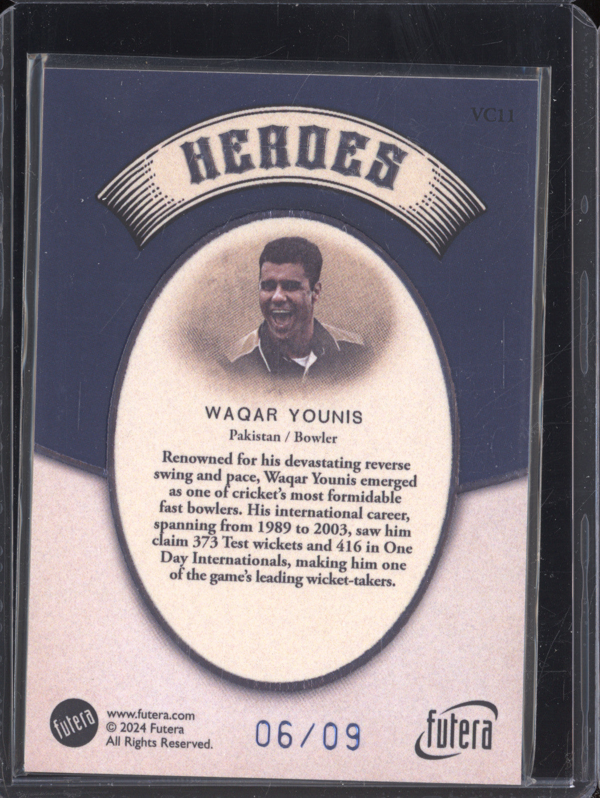 Waqar Young 2024 Futera Vintage Cricket VC11 Heroes 6/9