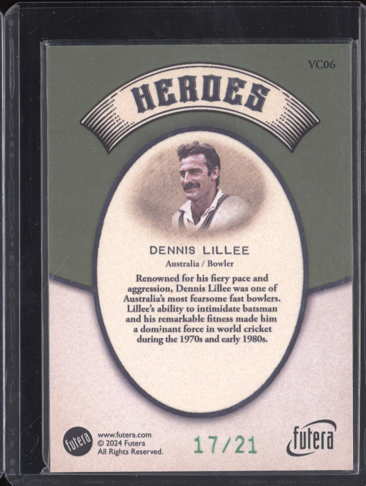 Dennis Lillee 2024 Futera Vintage Cricket VC06 Heroes 17/21