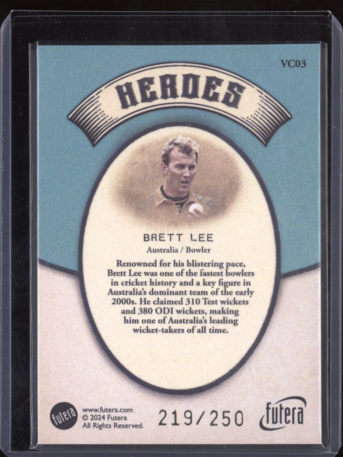 Brett Lee 2024 Futera Vintage Cricket VC03 Heroes 219/250