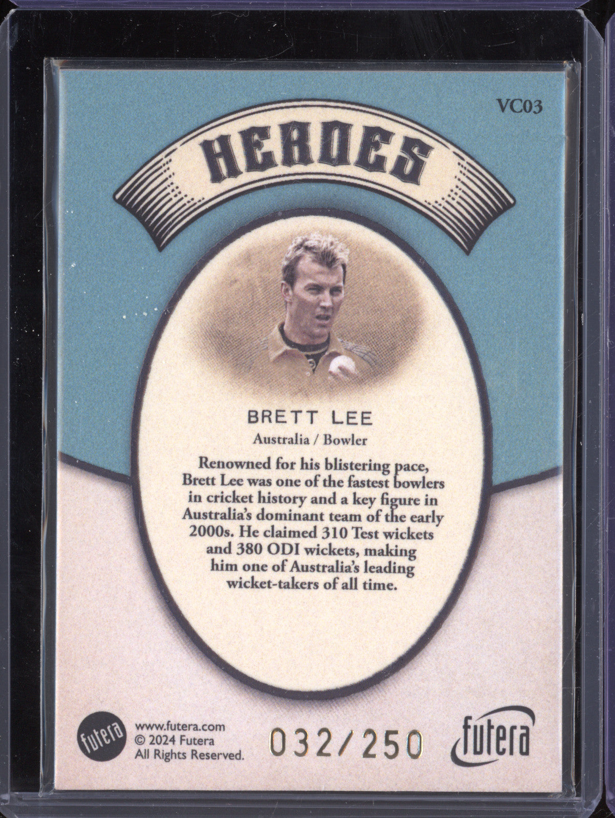 Brett Lee 2024 Futera Vintage Cricket VC03 Heroes 32/250