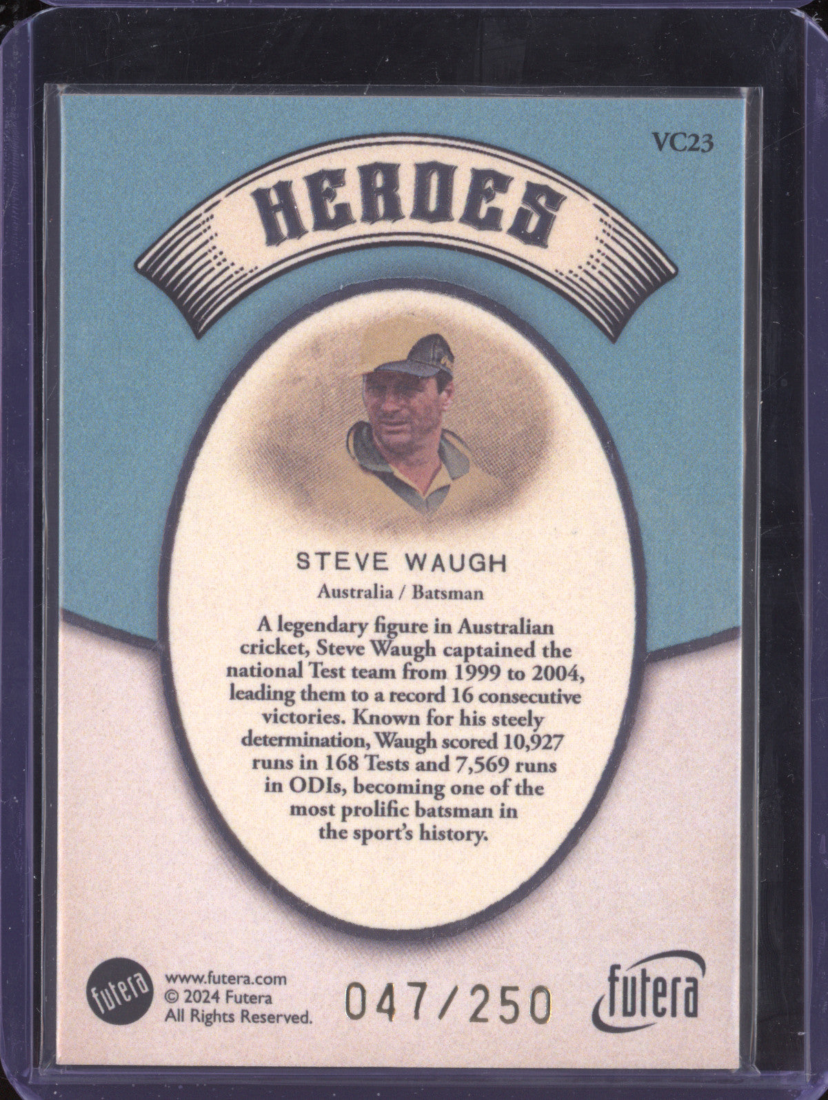 Steve Waugh 2024 Futera Vintage Cricket VC23 Heroes 47/250