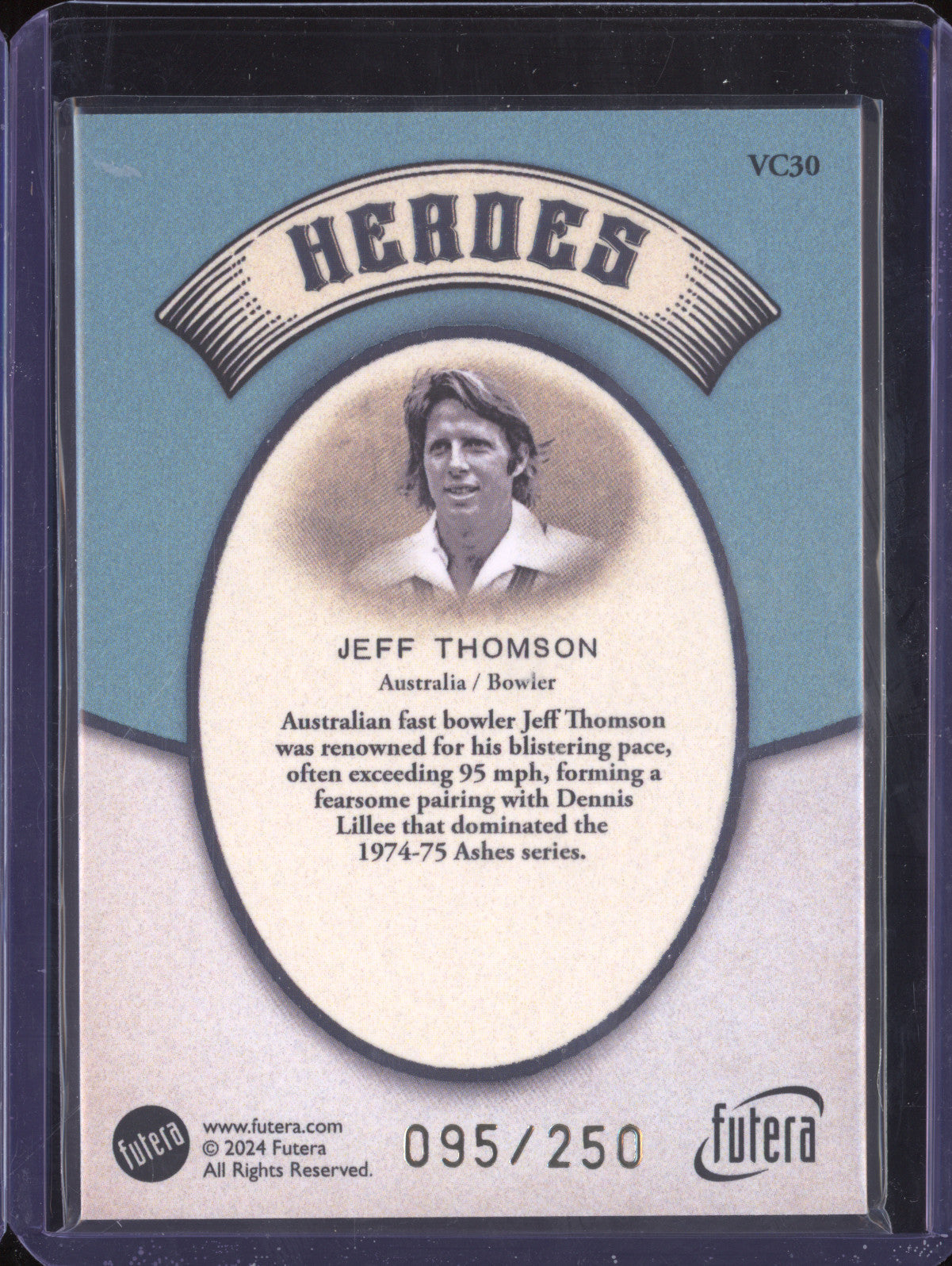 Jeff Thomson 2024 Futera Vintage Cricket VC30 Heroes 95/250