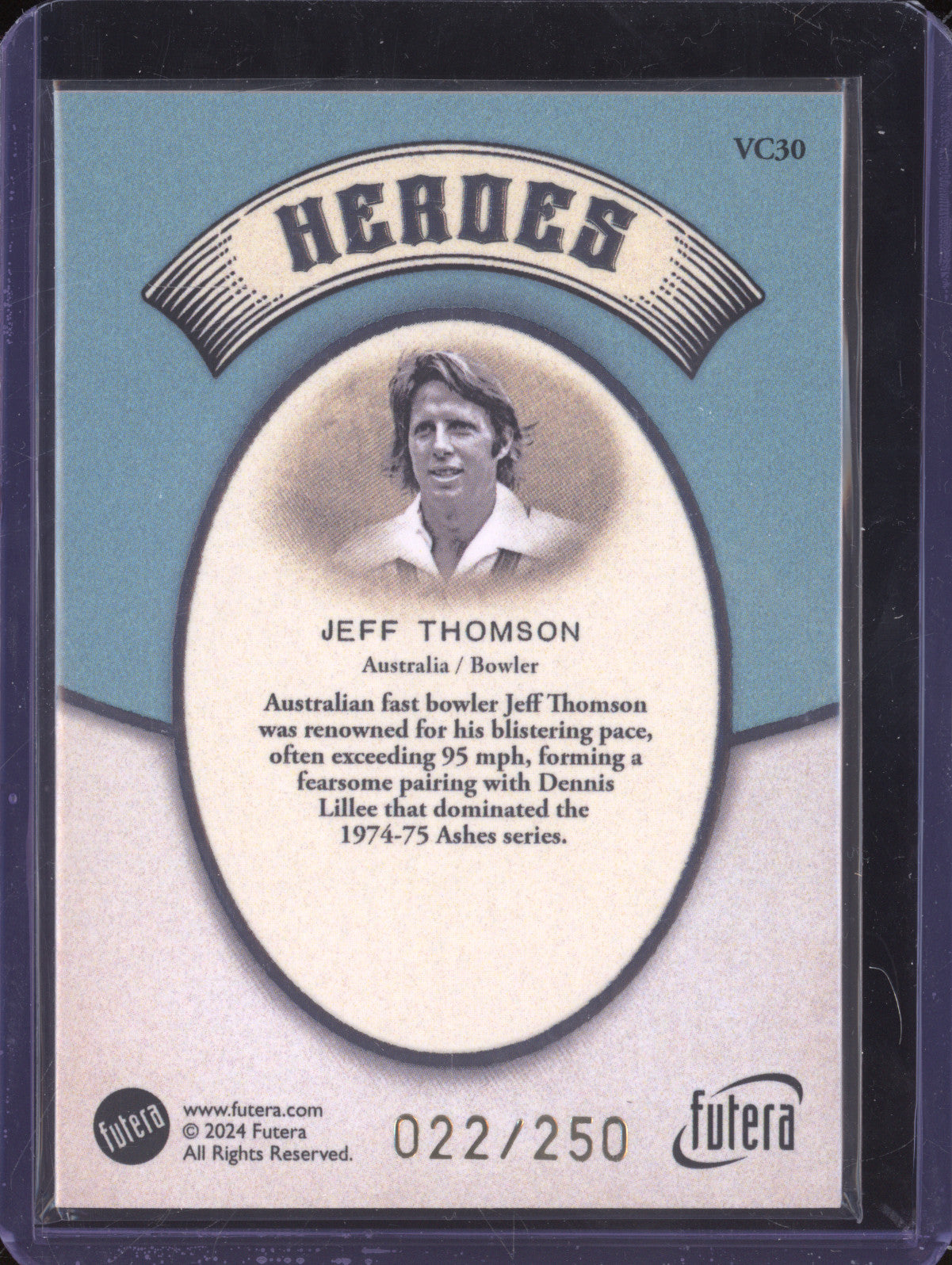 Jeff Thomson 2024 Futera Vintage Cricket VC30 Heroes 22/250