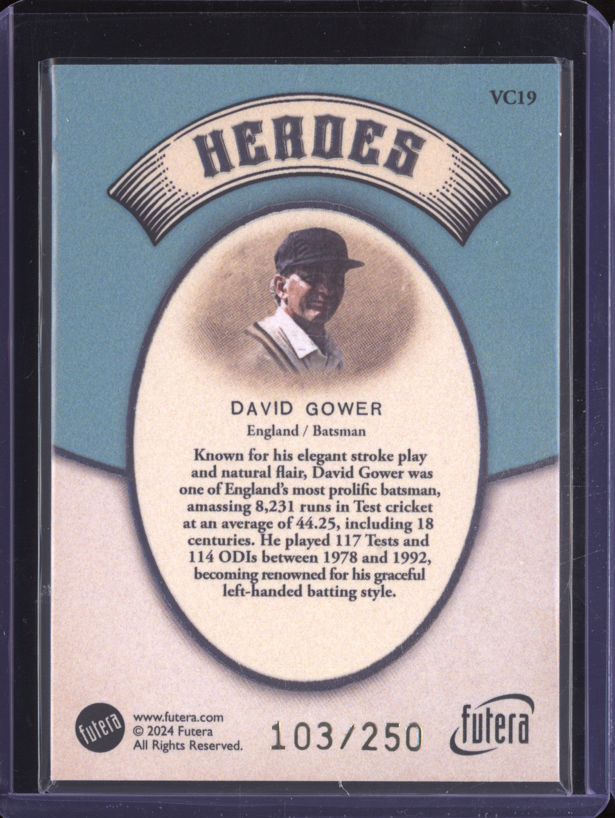 David Gower 2024 Futera Vintage Cricket VC19 Heroes 103/250