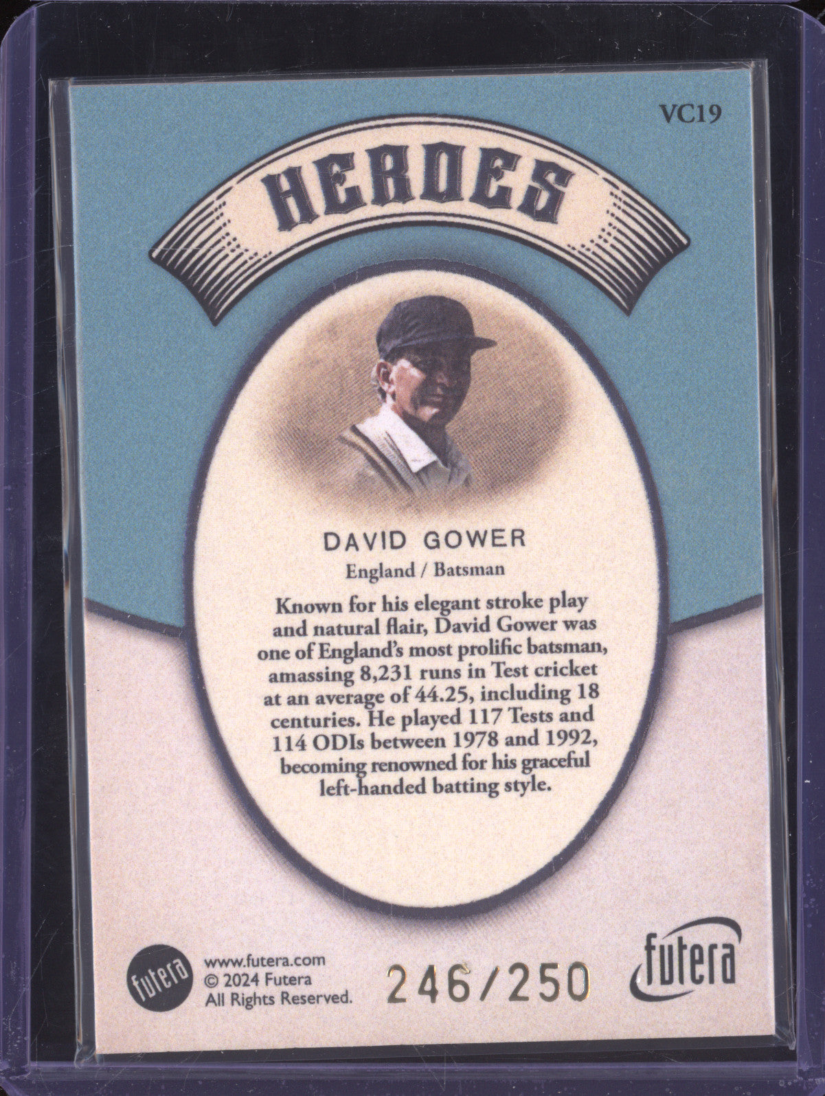 David Gower 2024 Futera Vintage Cricket VC19 Heroes 246/250