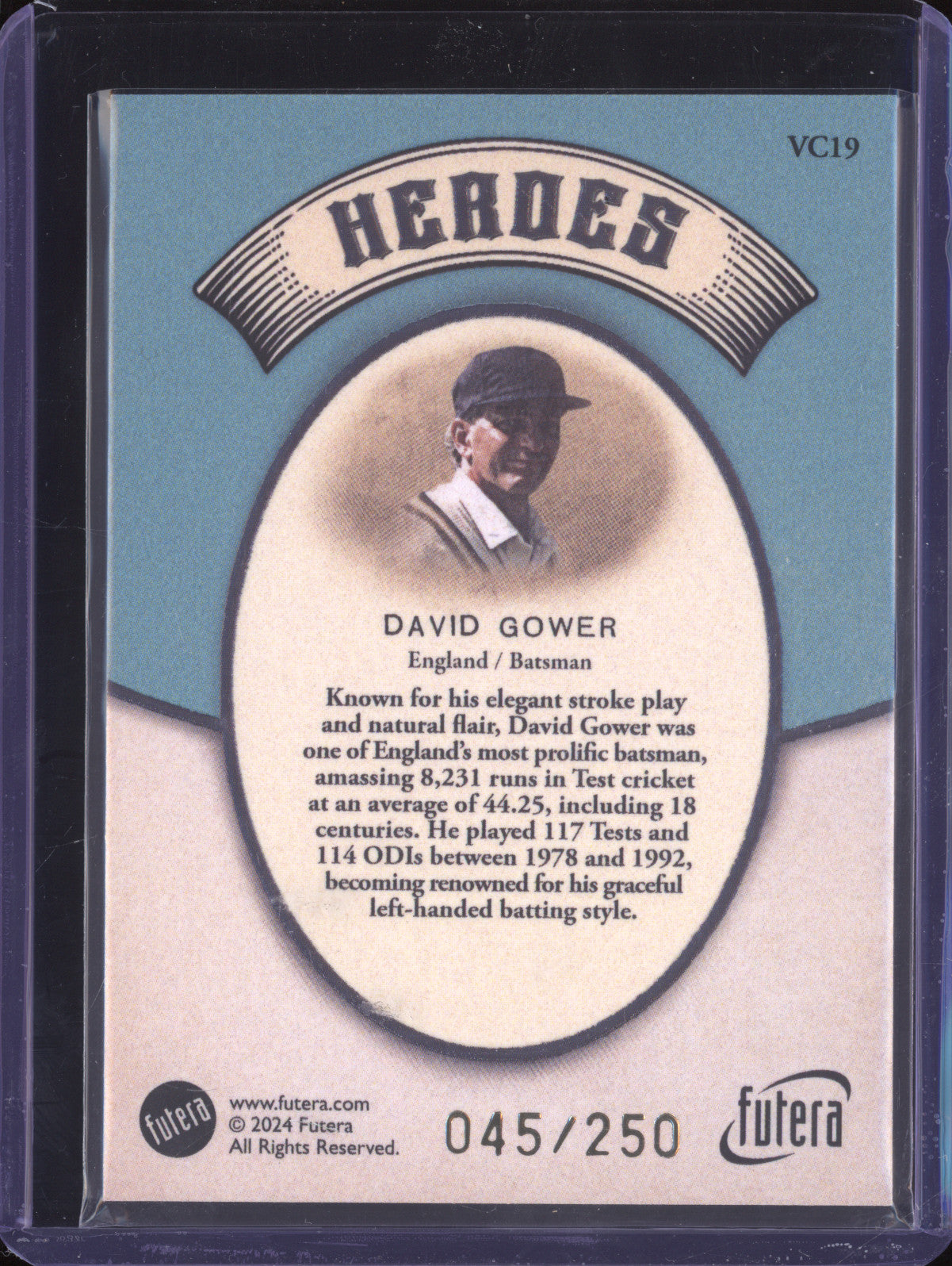 David Gower 2024 Futera Vintage Cricket VC19 Heroes 45/250