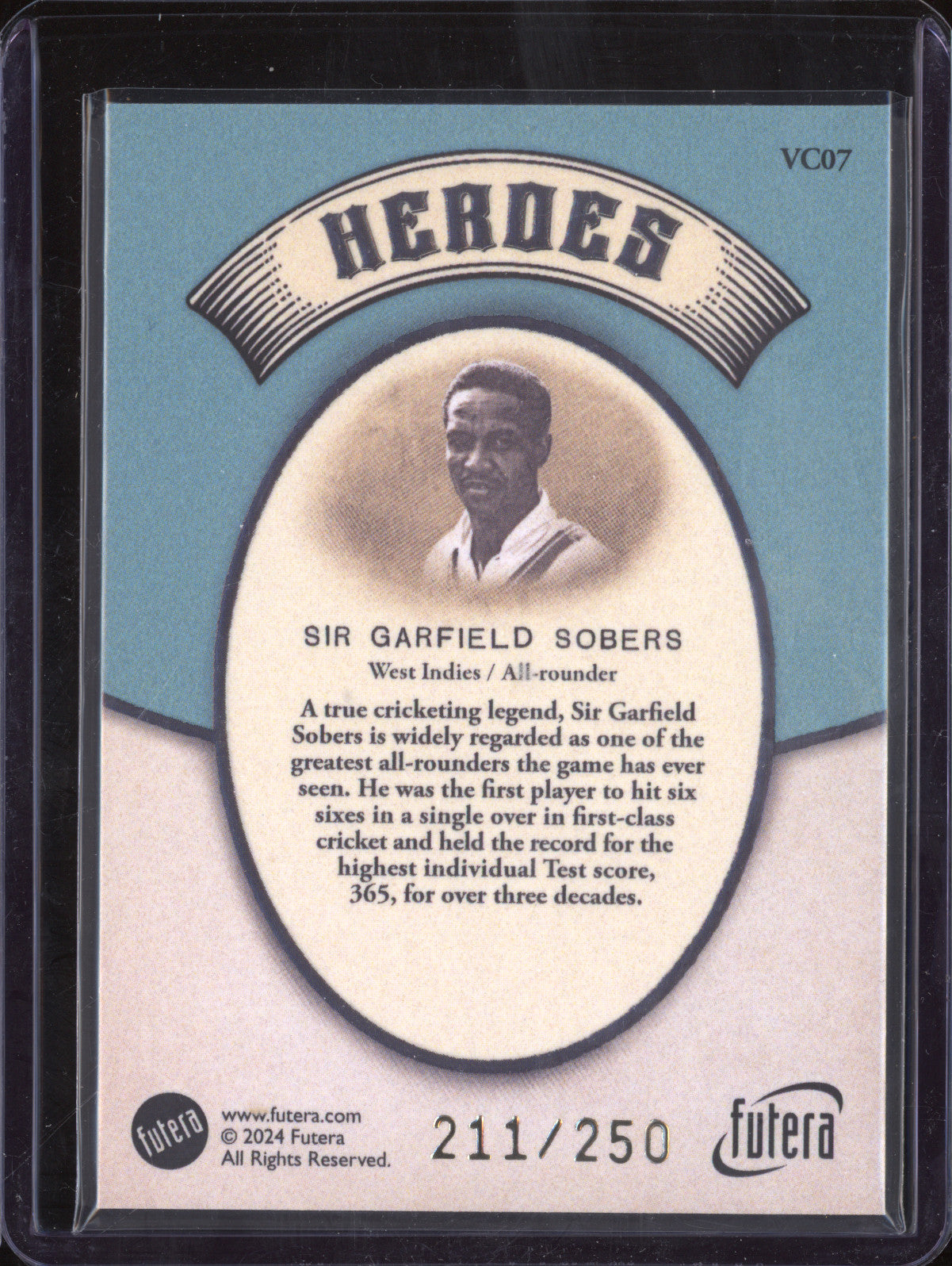 Sir Garfield Sobers 2024 Futera Vintage Cricket VC07 Heroes 211/250