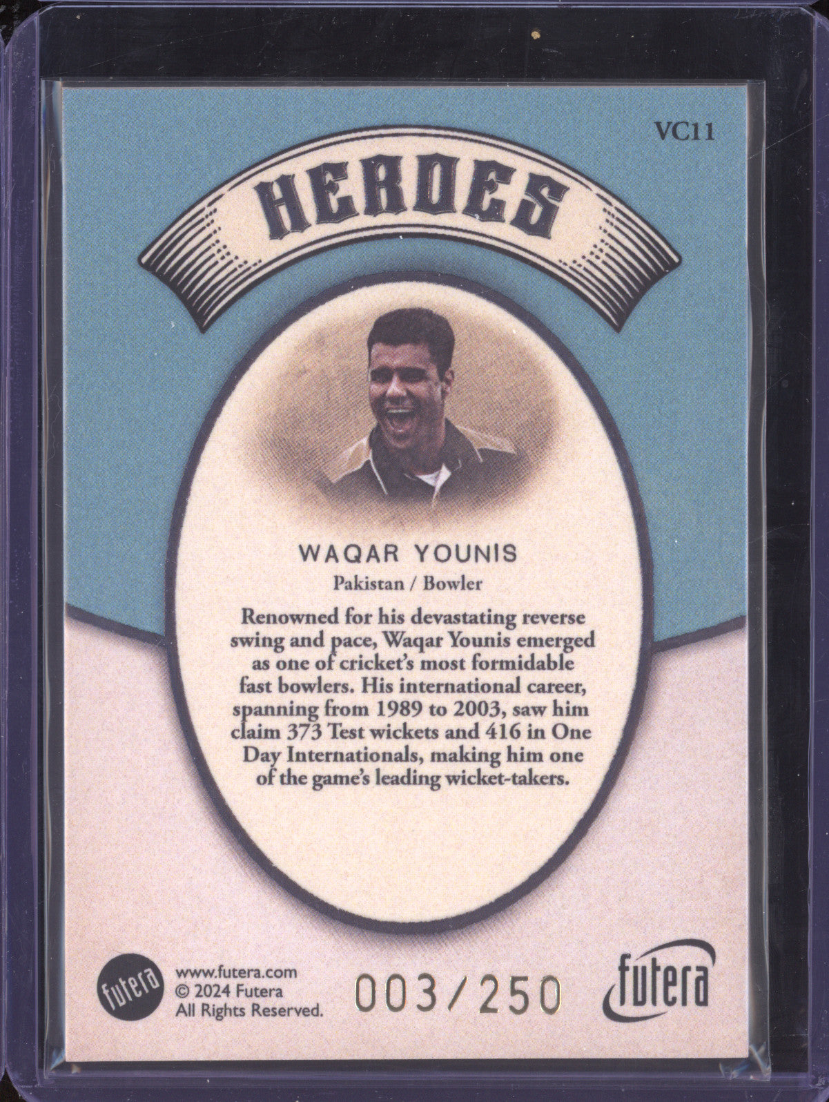 Waqar Young 2024 Futera Vintage Cricket VC11 Heroes 3/250