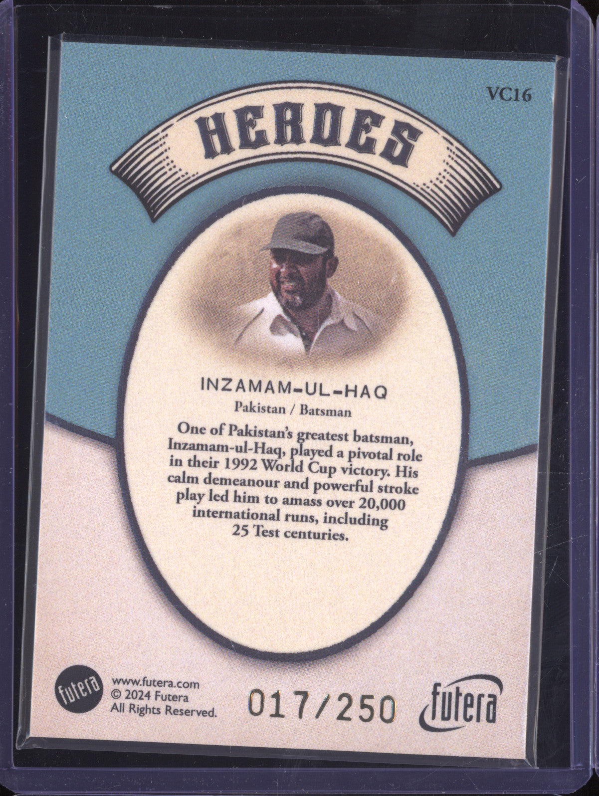 Inzamam-Ul-Haq 2024 Futera Vintage Cricket VC16 Heroes 17/250