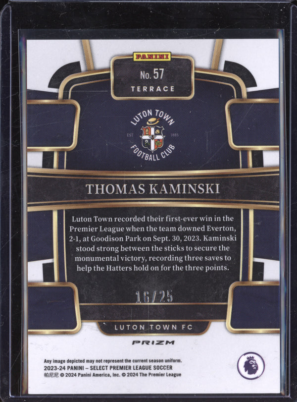 Thomas Kaminski 2023-24 Panini Select 57 Zebra RC 16/25