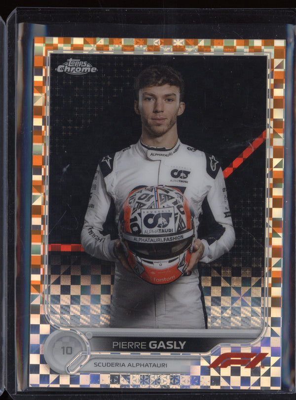 Gasly / Bottas 2022 Topps Chrome F1 Orange Checker Flag Error Card 19/25