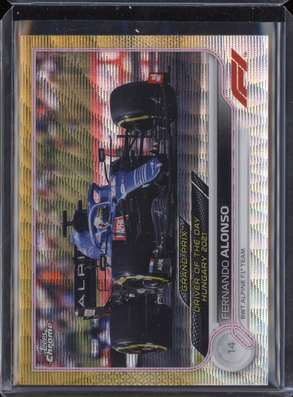 Fernando Alonso 2022 Topps Chrome F1 183 Gold Wave 4/50