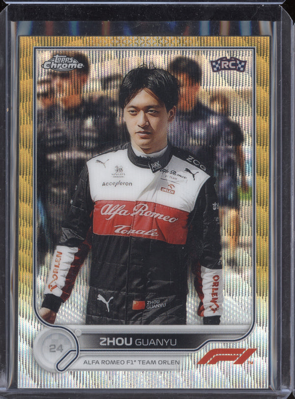 Zhou Guanyu 2022 Topps Chrome F1 68 Gold Wave RC 43/50