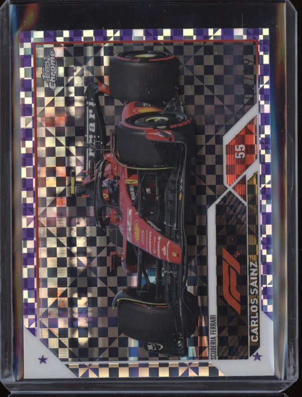 Carlos Sainz 2023 Topps Chrome Formula 1 20 Purple Checker Flag 109/199