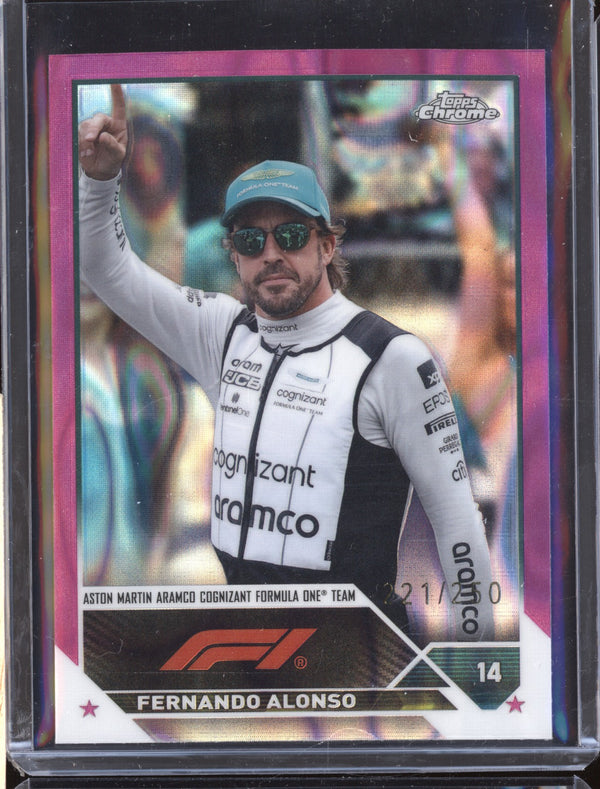 Fernando Alonso 2023 Topps Chrome Formula 1 34 Fuschia Lava 221/250