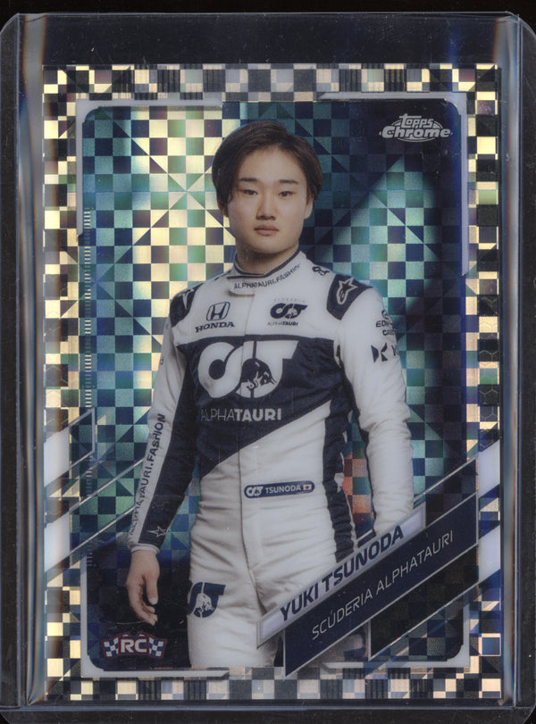 Yuki Tsunoda 2021 Topps Chrome F1 14 Checker Flag