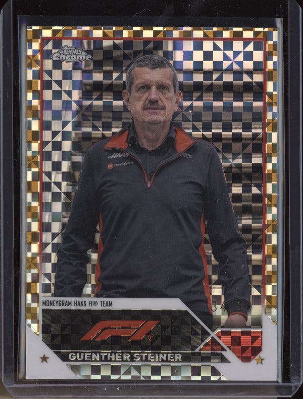 Guenther Steiner 2023 Topps Chrome Formula 1 101 Gold Checker Flag 34/50