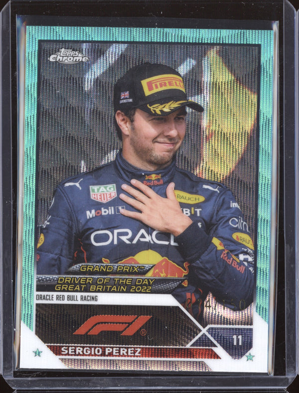 Sergio Perez 2023 Topps Chrome Formula 1 175 Aqua Wave 14/150