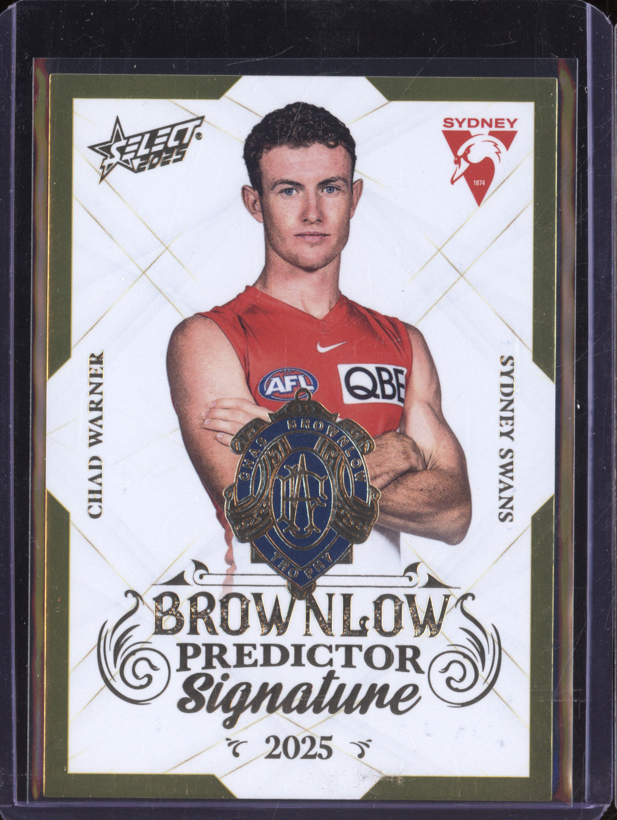 Chad Warner 2025 Select Footy Stars BPSG79 Brownlow Medal Predictor Signature Gold 205/220