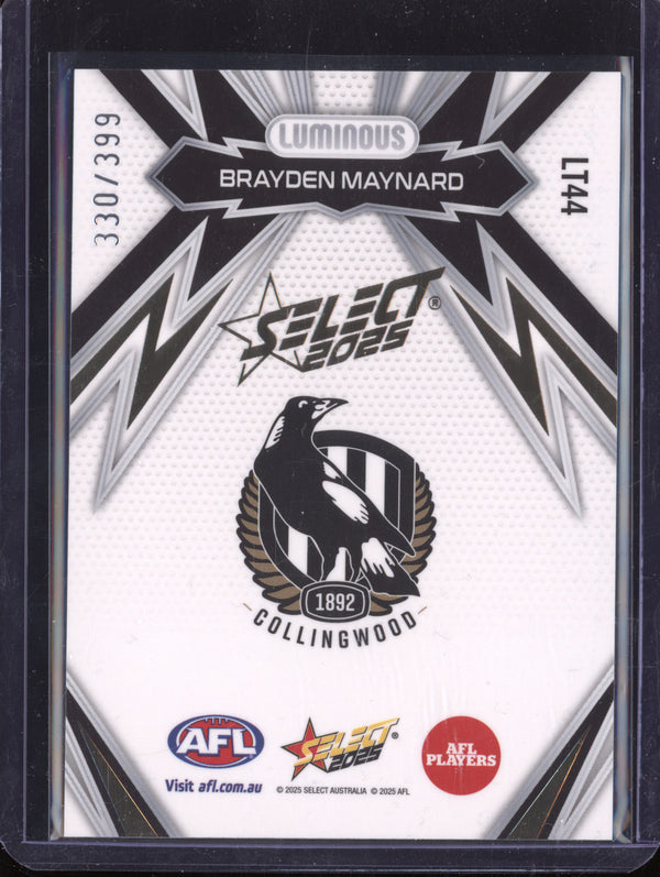 Brayden Maynard 2025 Select Footy Stars LT44 Luminous Thunderbolt Gold Stamp 330/399