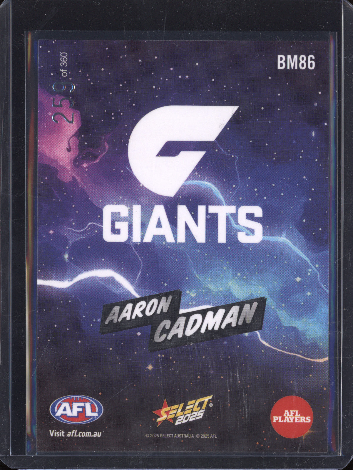 Aaron Cadman 2025 Select Footy Stars BM86 Boom 259/360