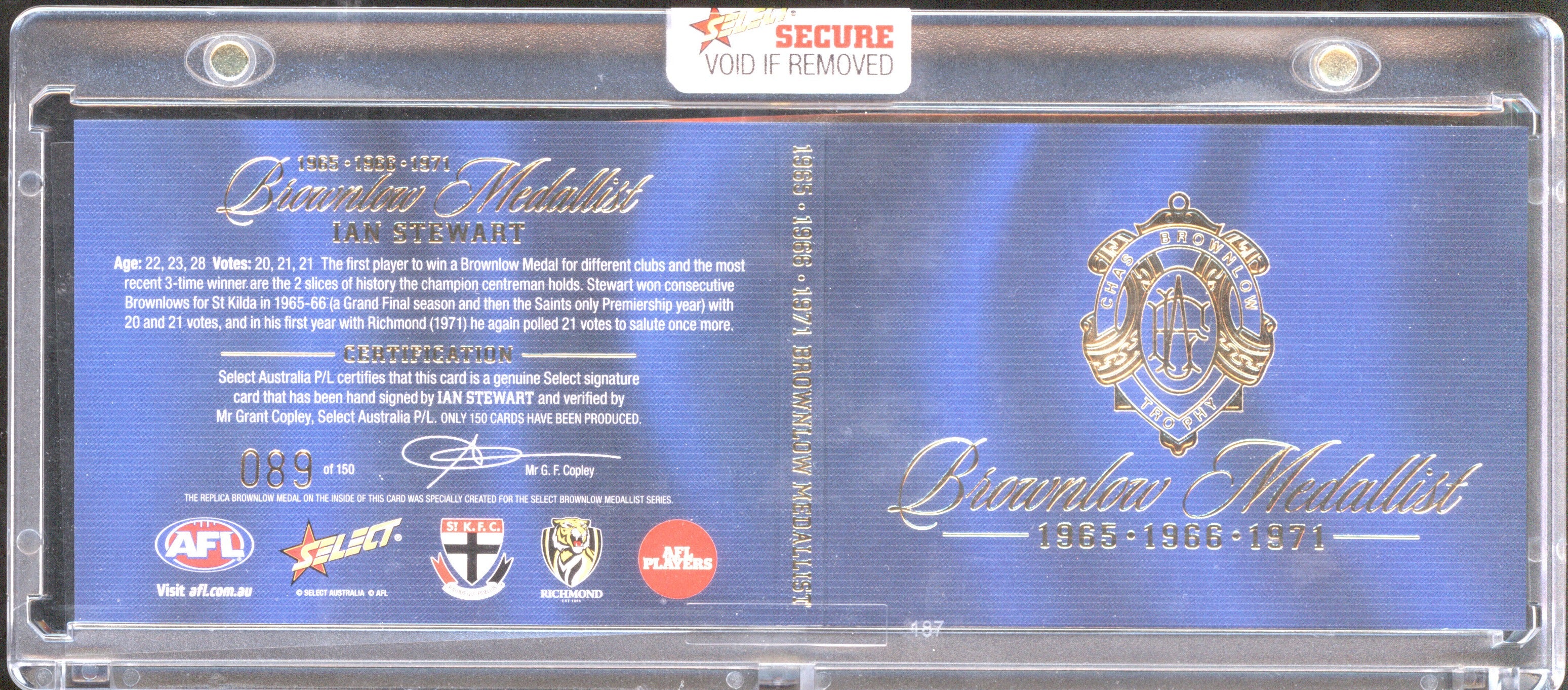 Ian Stewart 2024 AFL Select Brownlow Medallist Booklet St Kilda Richmond /150