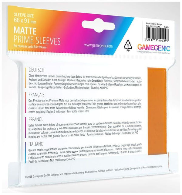 Gamegenic Matte Prime Card Sleeves Orange (66mm x 91mm) (100 Sleeves Per Pack)