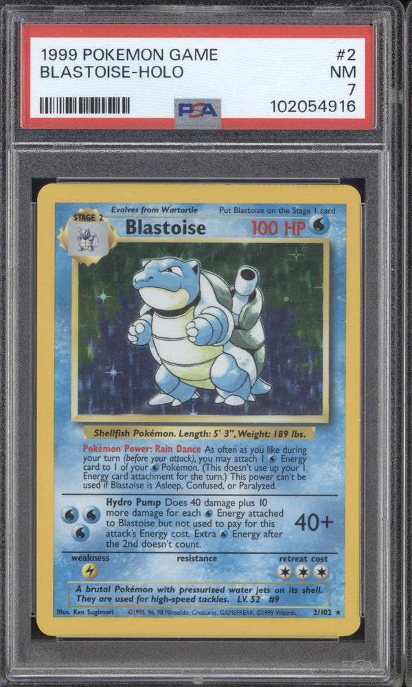 Blastoise 1999 Pokemon Base Set 2/102 Holo PSA 7