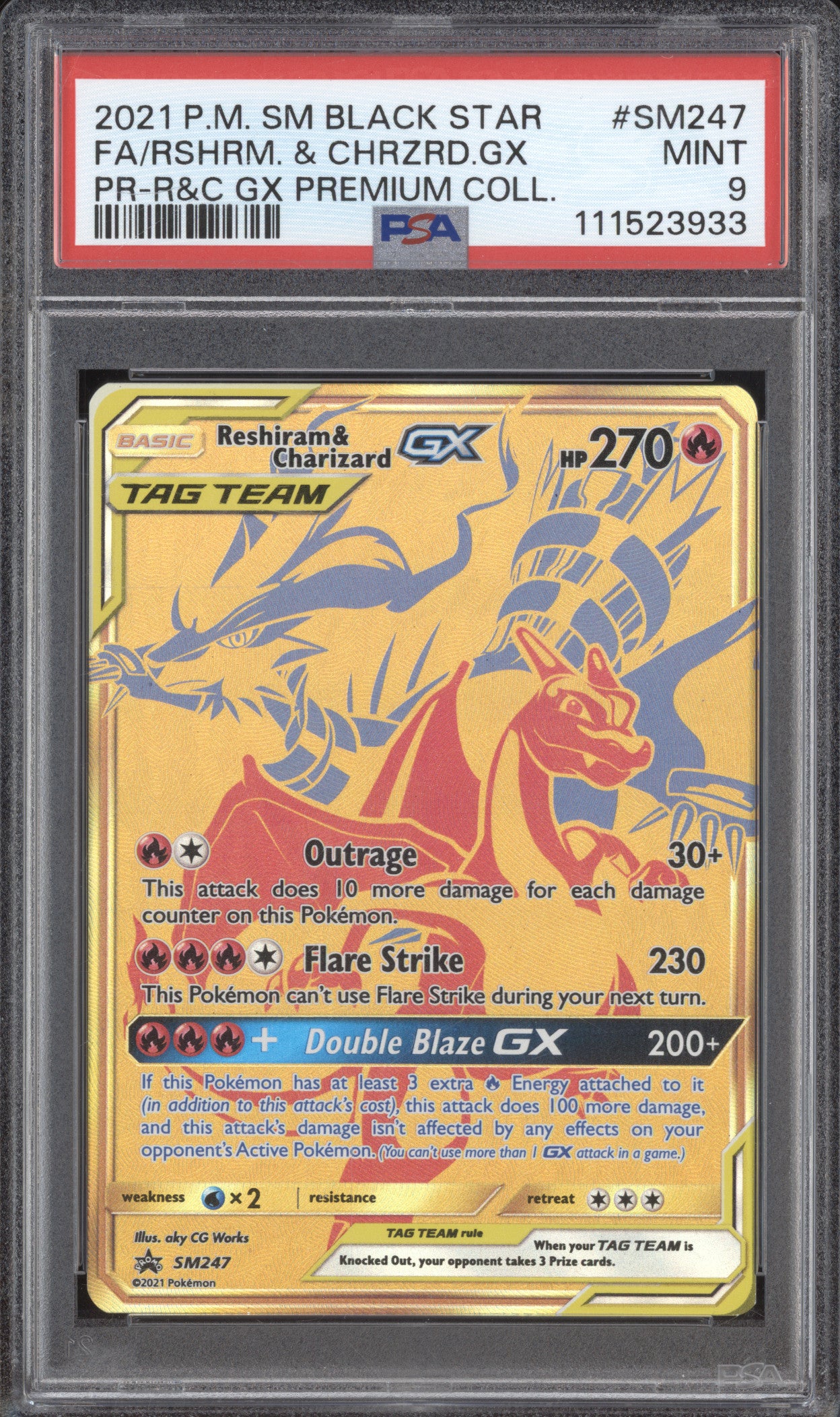Reshiram & Charizard GX  Pokemon Sun & Moon Promos SM247 Black Star Promo PSA 9